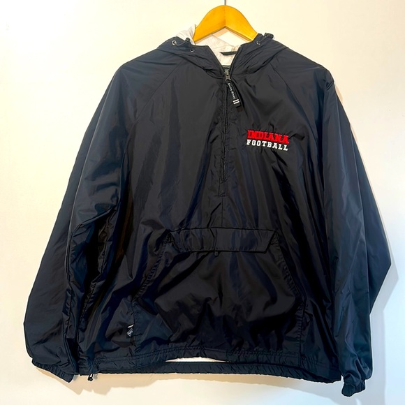 INDIANA FOOTBALL LIGHT PULLOVER HOODED WIND BREAKER BY CHARLES RIVER APPAREL M - Picture 1 of 8